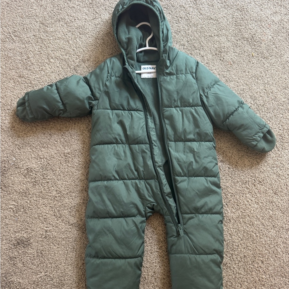Old Navy Green Hooded Baby Snowsuit